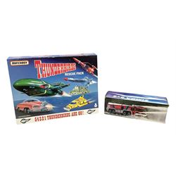 Rosenbauer Simba 8 x 8 die-cast model of an airport crash fire tender; and Matchbox Thunderbirds Rescue Pack; both boxed (2)