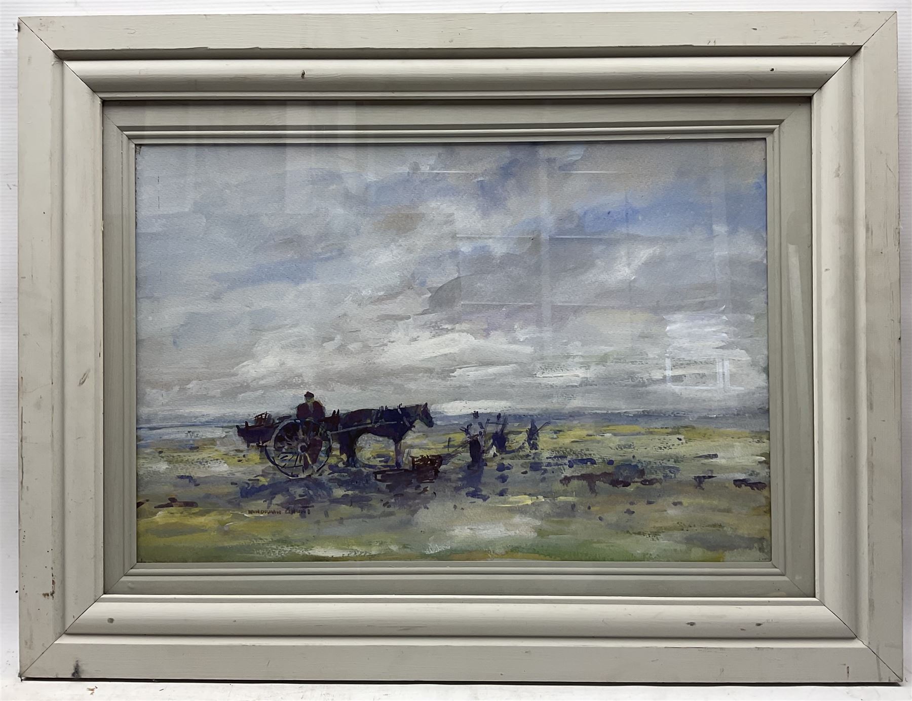 William Norman Gaunt (British 1918-2001): Gathering Peat, watercolour signed 37cm x 56cm 