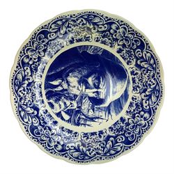 Ten Delft and similar chargers, including Delfts Blauw and Boch examples, largest D40cm