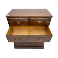 19th century stained pine chest, fitted with two short and three long drawers