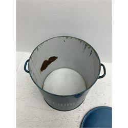 Enamelled storage jar for flour with twin handles, H52cm