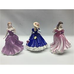 Eight Royal Doulton figures, to include Amy HN3316, Melissa HN3977, Lauren HN3975, Victoria HN4623, Deborah HN3644, etc all with printed marks beneath 