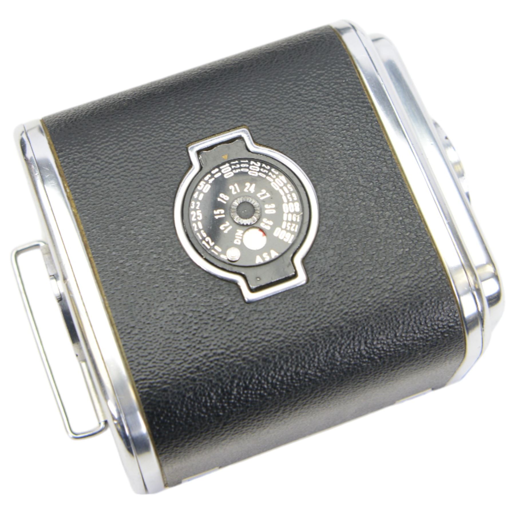 Hasselblad 500C/M medium format camera body, in chrome and black finish, serial no. UH129822, made in Sweden circa 1972, with Carl Zeiss planar 1:3.5 f=100mm lens, serial no. 5195173, wide angle lens hood, two film backs