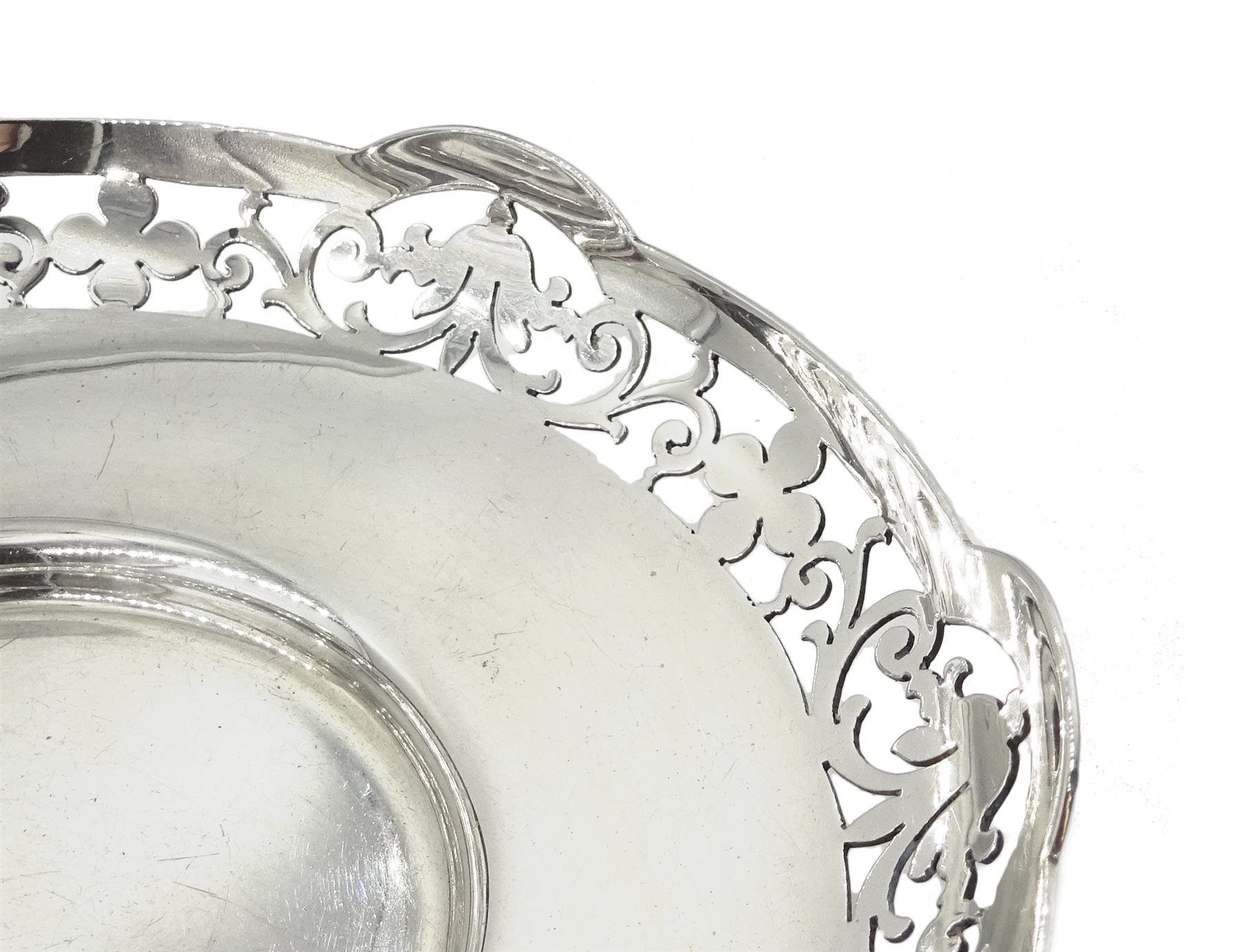 Silver dish by Barker Ellis Silver Co, Birmingham 1974, silver pedestal dish by E H P Co Ltd, Sheffield 1975 and one other, approx 14.2oz