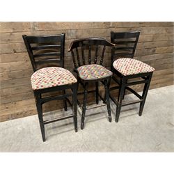 Seven chrome framed tall ball stools with upholstered seat and three other tall stools (10)