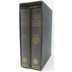  The Compact Edition of The Dictionary of National Biography, vols I and II and 20th century supplement, in slip case with magnifying glass, pub.1975, 2vols  