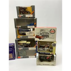 Various makers - twenty commemorative and promotional die-cast models including Corgi 50th Anniversary of the Battle of Britain and Italian Job Set, Lledo RAF personnel Transport Set, 50th Anniversary of Pearl Harbour Set, Home Front Collection, NYMR Set etc, Gate Laurel & Hardy Jeep, four Vanguards commercial vehicles etc; all boxed