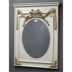  Neo classical style oval bevel edge mirror, W65cm, H80cm  