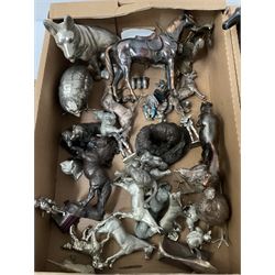 Quantity of metal and composite animal figures to include bronzed examples of horses and dogs etc in three boxes