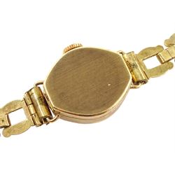 Paragon 9ct gold ladies manual wind bracelet wristwatch, hallmarked, in original box