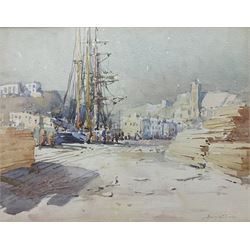 Harry Wanless (British c1872-1934): Low Tide Brixham Harbour, watercolour signed 22cm x 29cm