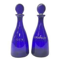 Pair of early 19th century blue glass de