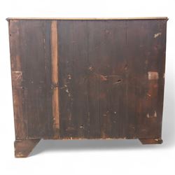 Late 19th-century Georgian-style mahogany chest of drawers, rectangular top with moulded edge over two short and three graduated drawers, raised on bracket feet, back foot missing 