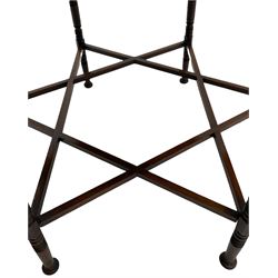 Liberty & Co circa 1890 - walnut centre table, hexagonal form, fretwork frieze, star stretcher base, turned supports on button feet. Stamped on underside.
Featured in - Pictorial Dictionary of British 19th century Furniture Design, Daryl Bennett Liberty's Furniture, 1875-1915, The Birth of Modern Design.
Liberty Style, The Classic Years, 1898 - 1910, by Mervin Levy.