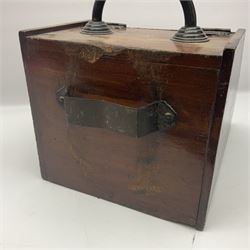 Small fall front coal box with carrier handle, H25cm