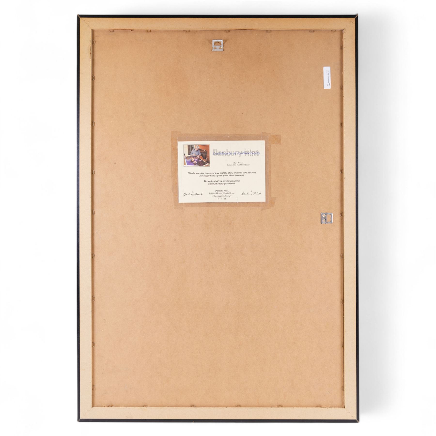 Autographed Star Wars Return of the Jedi movie poster, signed by Dave Prowse (Darth Vader), with certificate of authenticity from Danbury Mint, framed, frame H97cm