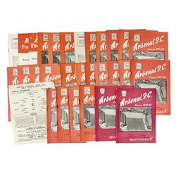 Arsenal F.C. - thirty-one home programmes for 1949/50 (28) & 1950/51 (3) including Practice Match, Division One, F.A. Cup, Football Combination Cup (reserves), 'Tour Match', single sheet programme, souvenir programmes and some duplicates (31)