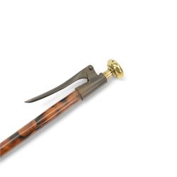 19th century library longarm or book picker, the cane with simulated finish, the brass top stamped A C Harris Leicester, L93cm


