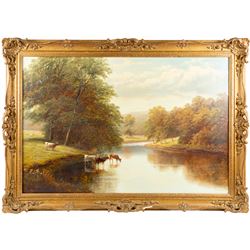 William Mellor (British 1851-1931): 'On the Wharfe', oil on canvas signed, titled verso 60cm x 90cm
