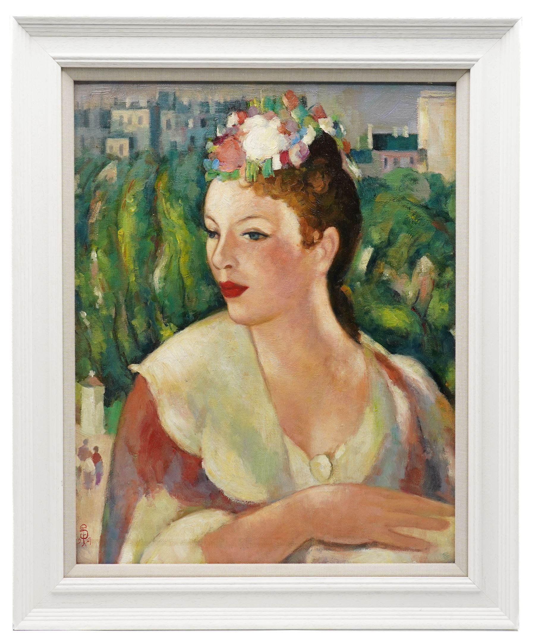 After John Duncan Fergusson (Scottish 1874-1961): 'Hillhead' - Eileen, oil on canvas board indistinctly signed with monogram and dated 55cm x 43cm
