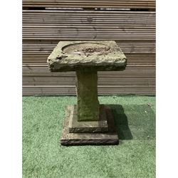  Four piece square stone bird bath - THIS LOT IS TO BE COLLECTED BY APPOINTMENT FROM DUGGLEBY STORAGE, GREAT HILL, EASTFIELD, SCARBOROUGH, YO11 3TX