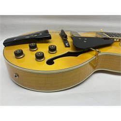 Ibanez George Benson 40th Anniversary arch top semi-acoustic guitar with floating pick-ups and mother-of-pearl inlay; model no.GB40THII serial no.S16120480; L104.5cm; in Ibanez hard carrying case with manual
