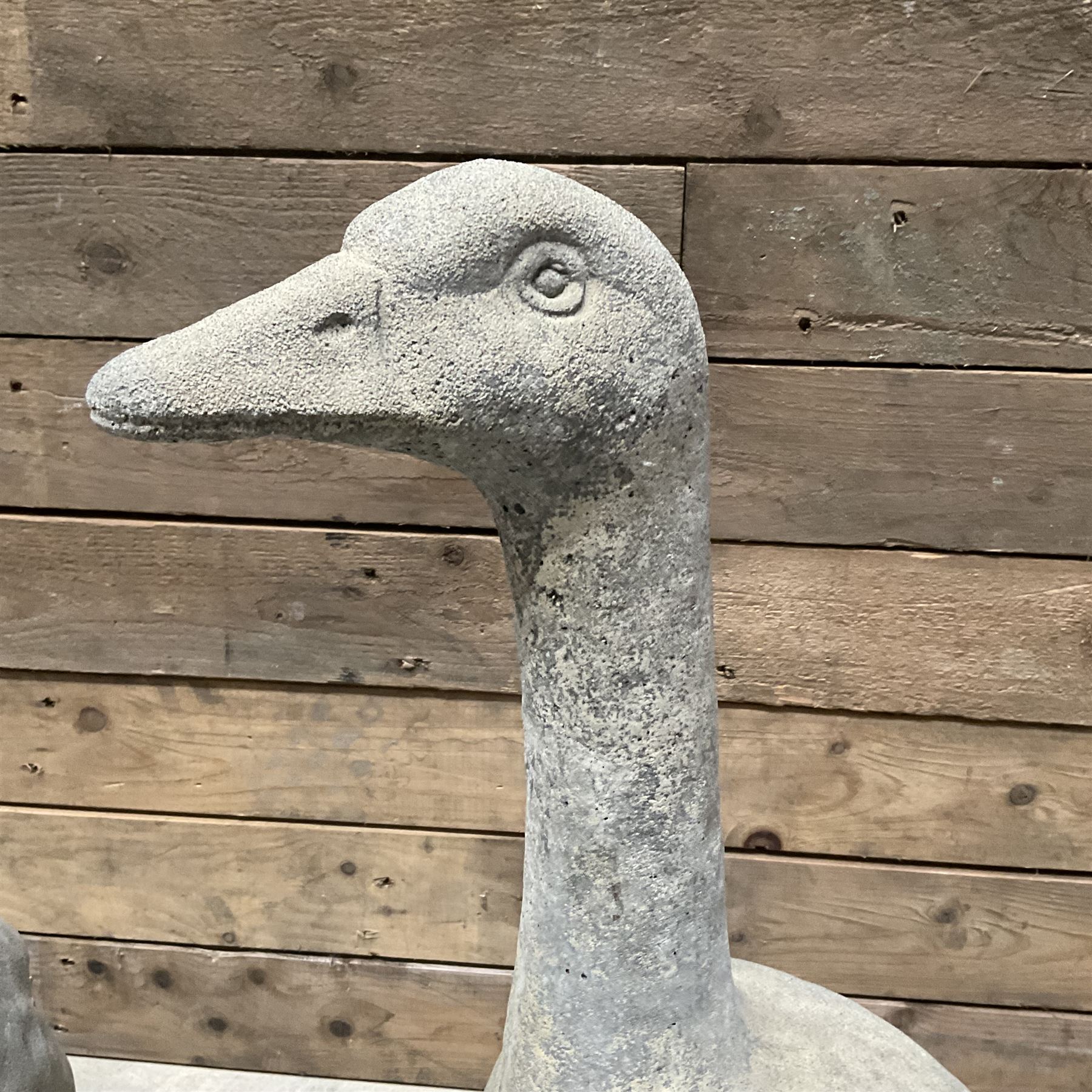 Pair of cast stone garden geese