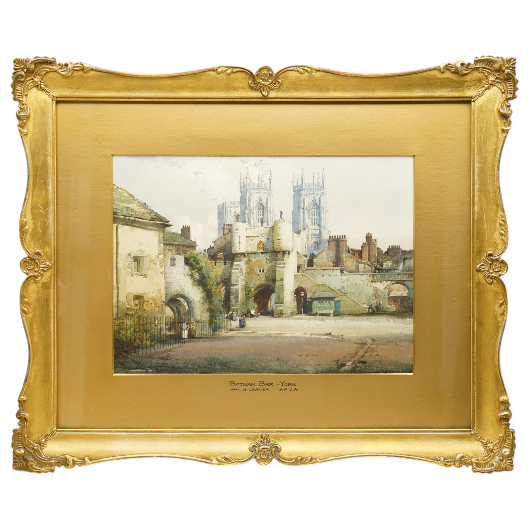 Noel Harry Leaver (British 1889-1951): View of Bootham Bar and the York Minster, watercolour signed 27cm x 37cm