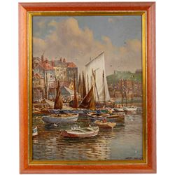 Arthur Moorwood White (St Ives 1865-1953): New Quay Whitby, oil on board signed 47cm x 36cm