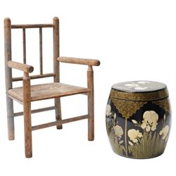 Miniature chair and Indian lacquer box, chair H27cm (2)