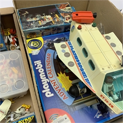 Playmobil - Playmo Space Station, boxed, and Shuttle, unboxed; Farm Tractor in part box; Police Car and various figures and accessories, predominantly unboxed.