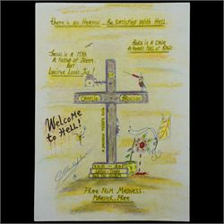 Charles Bronson (Charles Arthur Salvador) (British 1952-): A comprehensive collection of five hundred mixed media works executed between 2000 and 2025. Produced during the artist’s long-term incarceration, the works are primarily in ink, coloured pencil and mixed media on paper. The collection includes multiple formats: A5 (15 works), A4 (308 works), A3 (164 works) and A2 (13 works). Some are signed and dated; a number are executed on the reverse of official prison documents and other repurposed materials, reflecting the limited availability of art materials within the prison environment. This collection represents the largest body of the artist’s work to be offered as a single lot and has not previously been available on the market. (500) (unframed)

Notes: Dated examples span the period from 2000 to 2025, with the greatest concentration produced between 2012 and 2019 and including a group of recent large-scale works from the final years of the period; approximately twenty percent are undated.