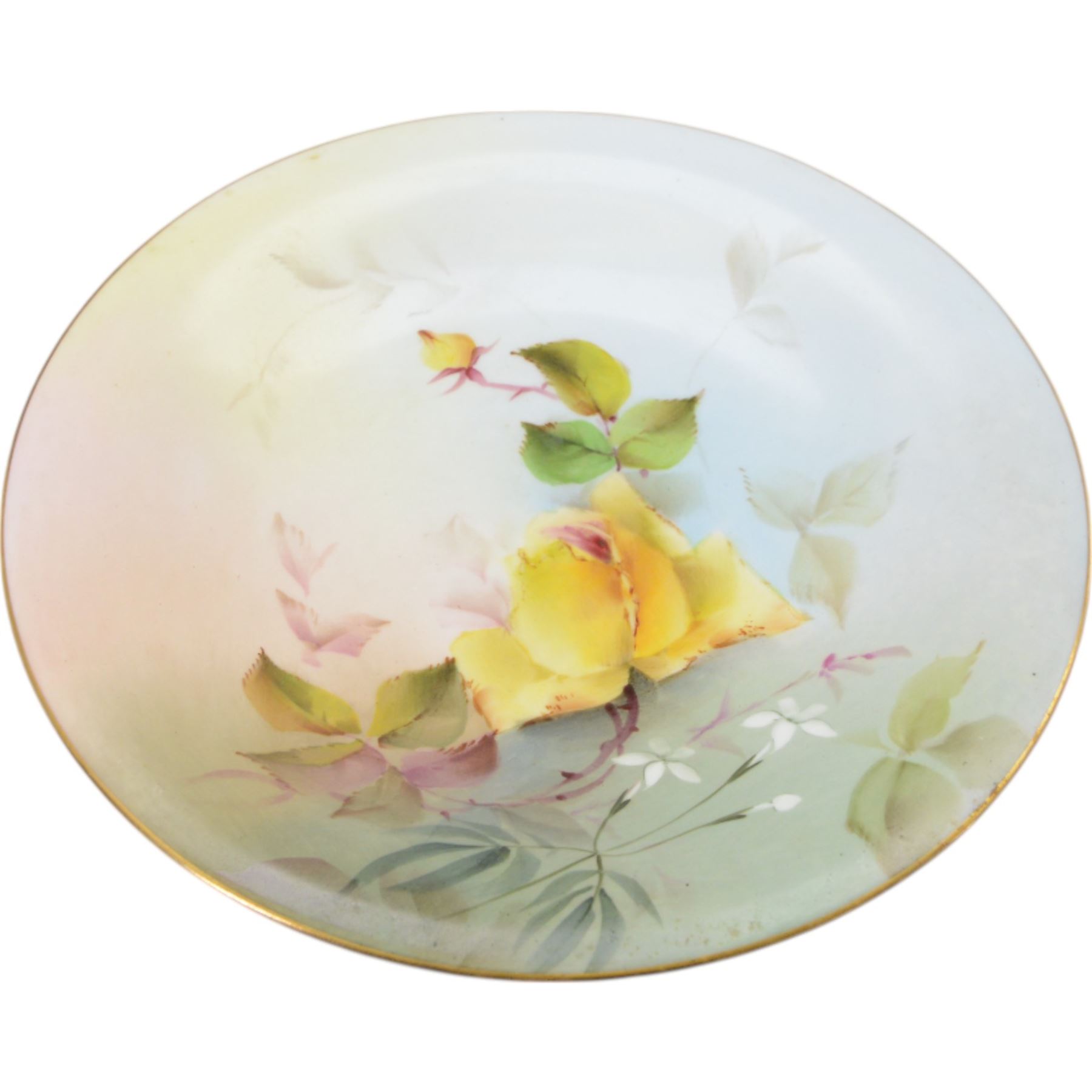 Royal Worcester dessert service with hand painted roses, comprising twelve plates and four comports and two tazza