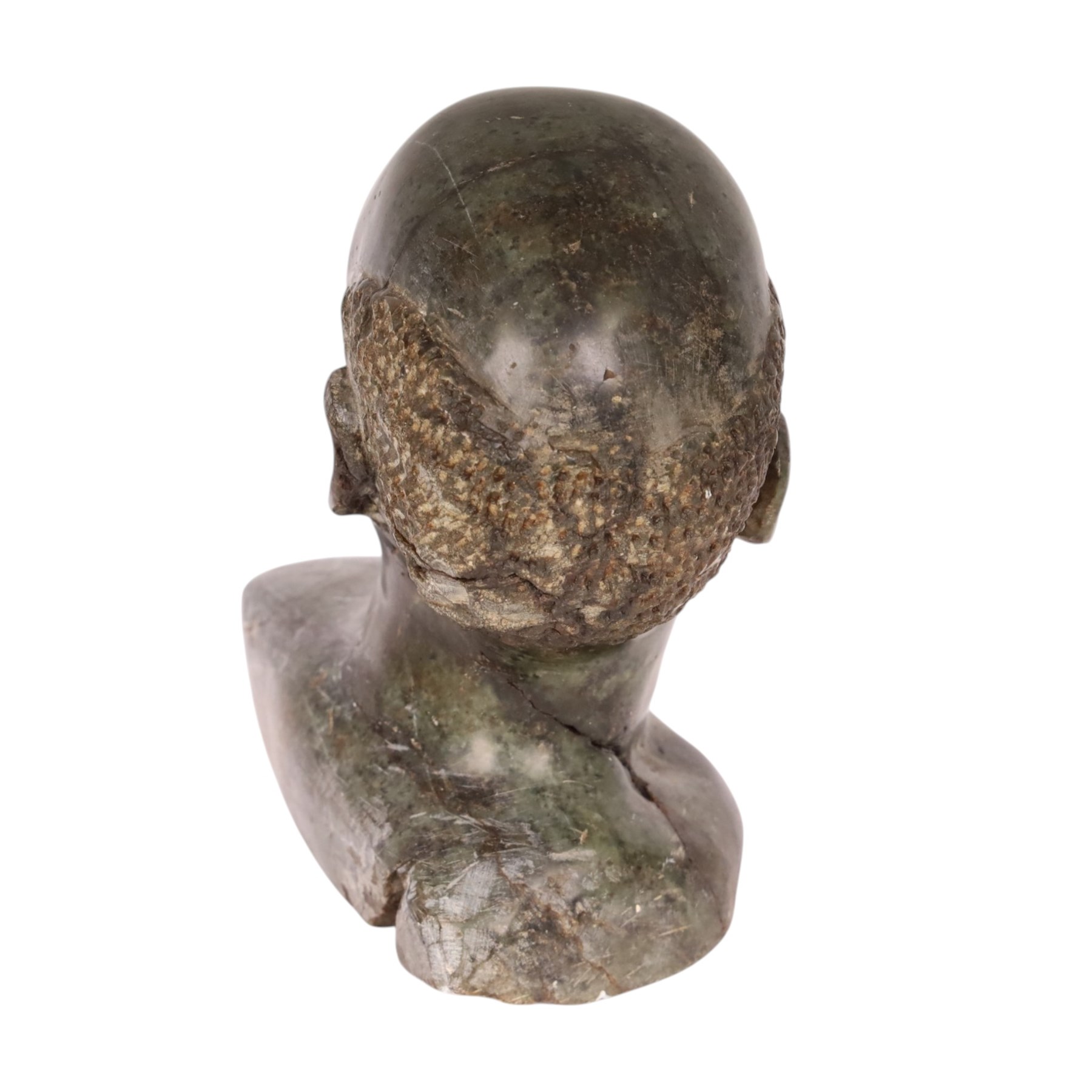 Nicholas Tandi (Zimbabwe born 1948), carved verdite stone bust of a man, signed to base, H18cm