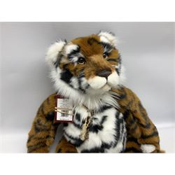 Four Charlie Bears, comprising Konig CB202051, TeaLeaf CB141479, and Pimky CB161656B, each designed by Isabelle Lee, and Hari Hi Way CB175131, all with tags