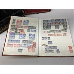 Great British and World stamps, including Jersey, Bailiwick of Guernsey, Isle of Man etc, housed in various albums and stockbooks, in one box