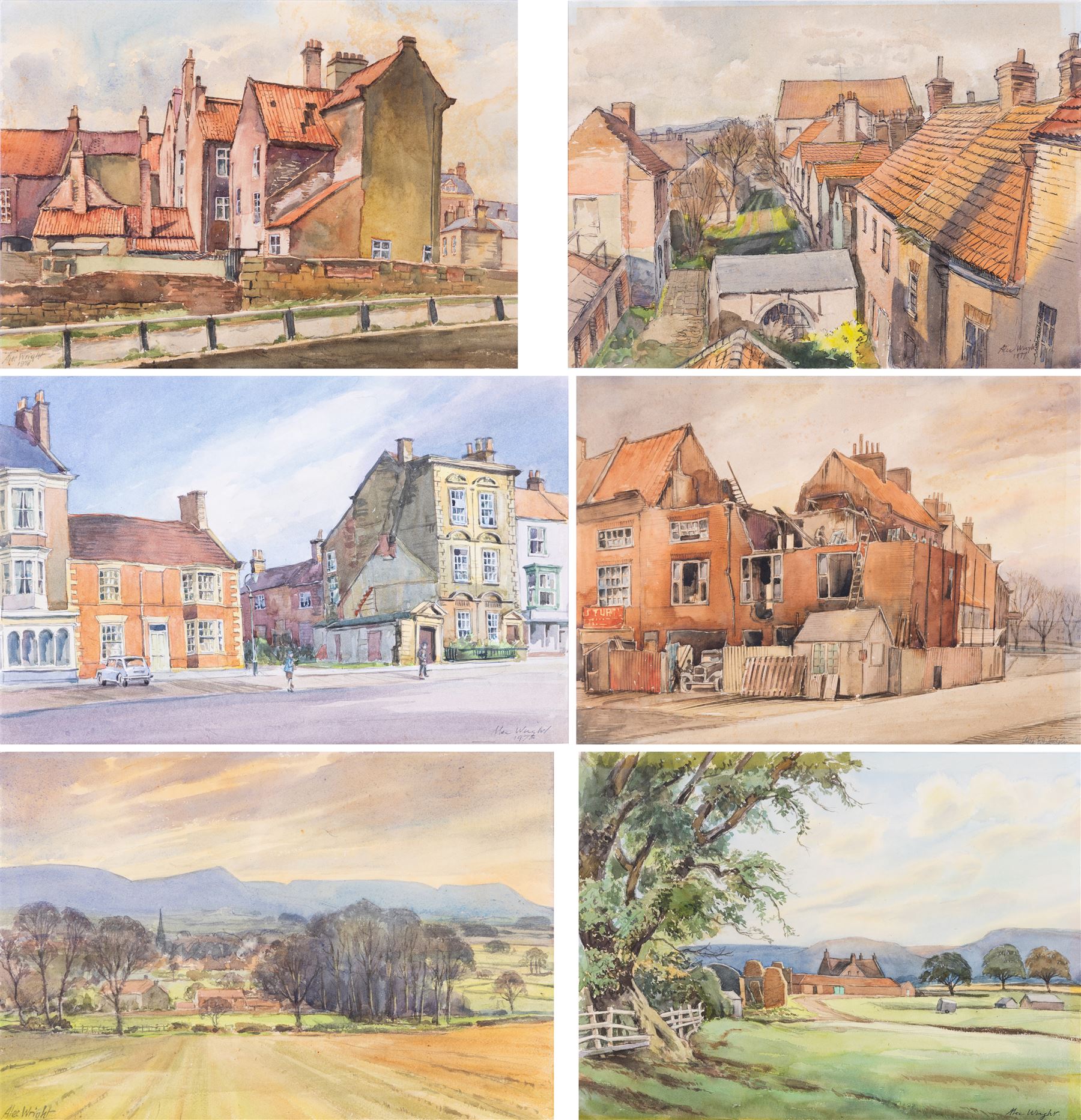 Alec Wright (British 1900-1981): Stokely Views and others, six watercolours variously signed and inscribed verso, approx 40cm x 30cm (6)