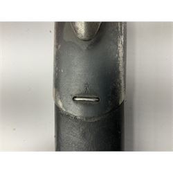 WW1 American Remington P14 rifle bayonet Model 1913, the 43cm fullered steel blade dated 5 17; in metal mounted leather scabbard L57cm overall; and WW1 Canadian Ross Rifle Co.1907 Model Mk.II bayonet, dated 2/17; in leather scabbard with frog (2)