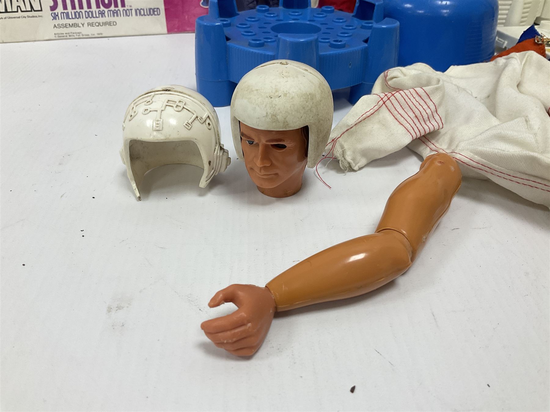 Six Million Dollar Man - two 1975 Bionic Transport and Repair Stations with related figures, further accessories and boxes