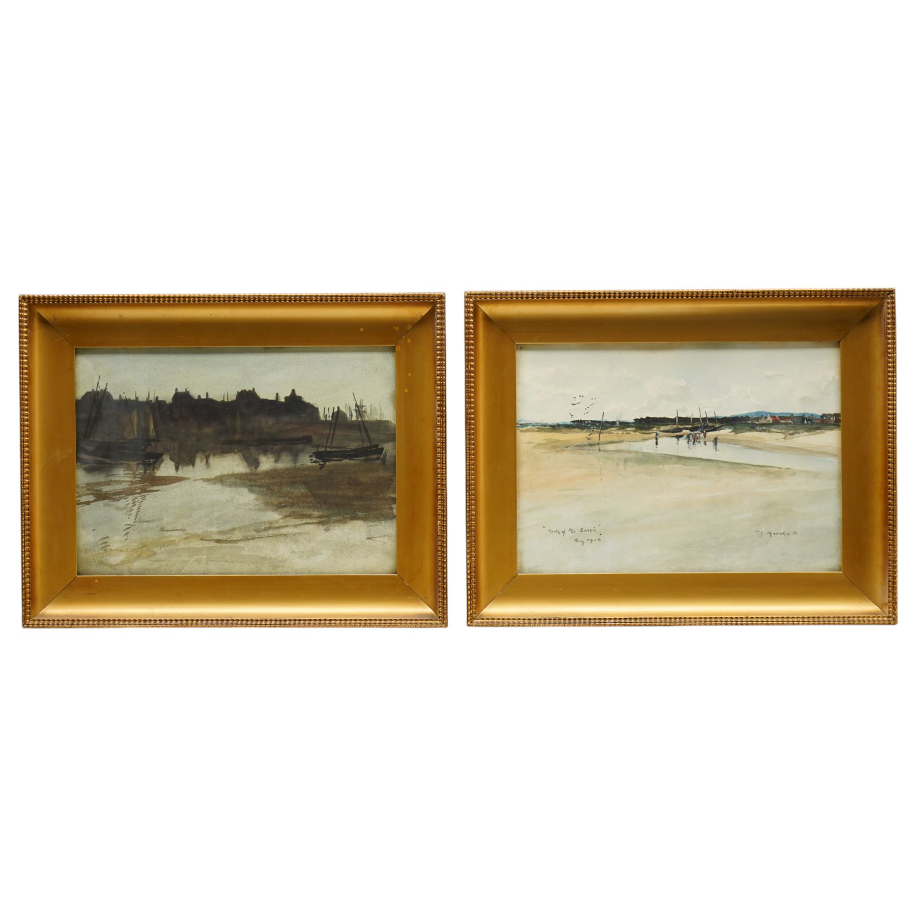 John Blyth Marshall (British 1898-1930): 'Mouth of the Lossie' (Lossiemouth) Scotland, pair watercolours signed and inscribed 24cm x 34cm (2)