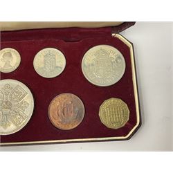 Queen Elizabeth II 1953 ten coin set, housed in The Royal Mint case