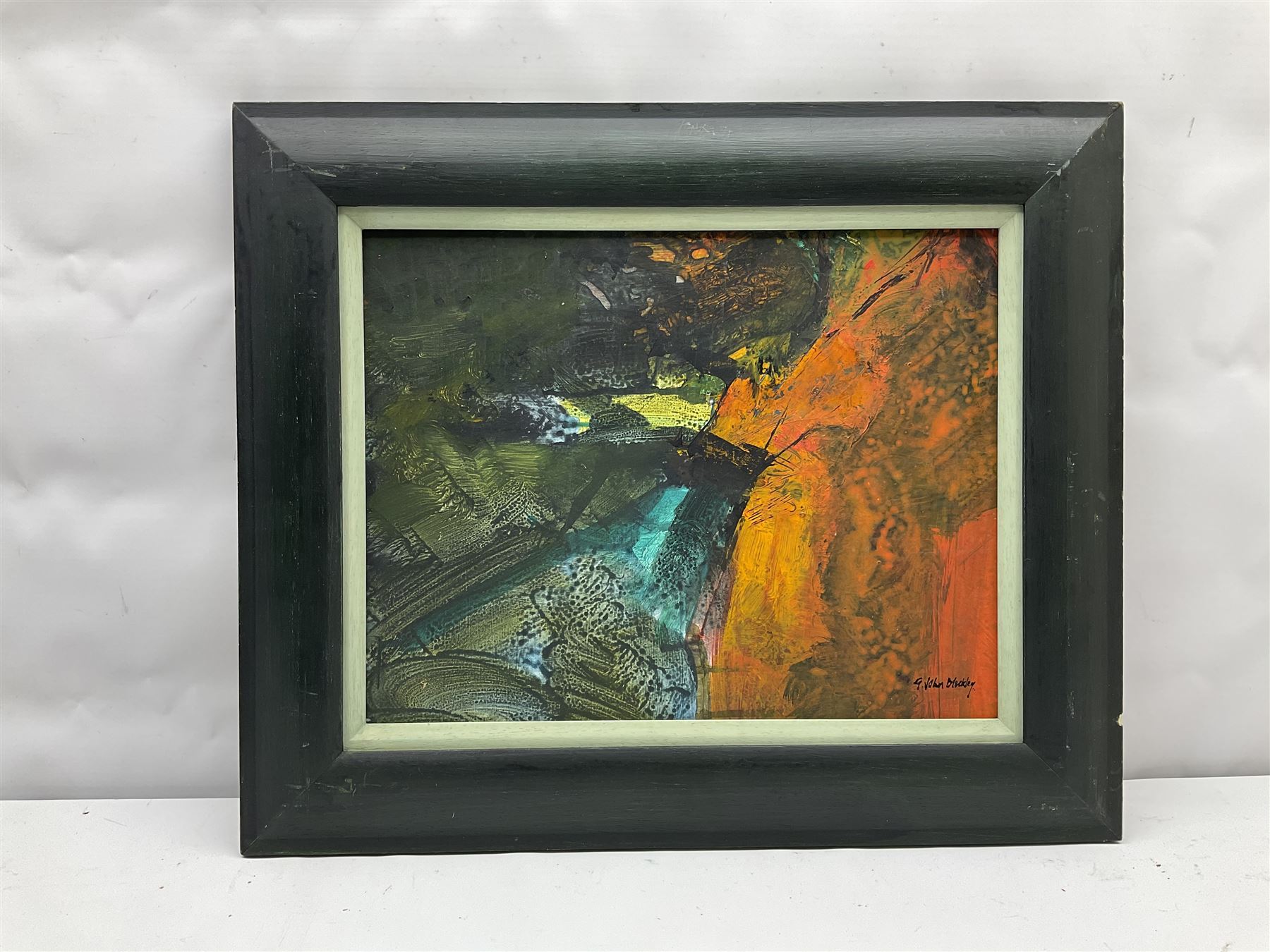 Gwilym John Blockley RI PPPS NEAC RWA (British 1921-2002): Abstract Landscape, mixed media signed 29cm x 38cm