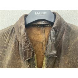 German Luftwaffe Hartmann leather jacket with tartan pocket linings, pocket zip pulls marked 'Eclair Bte.S.G.D.G.'