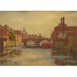 William John Botten Jenkins (British 1912-1994): 'Ouse Bridge - York', oil on wood panel s...