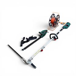 Sovereign 26cc 2 stroke petrol grass trimmer (strimmer), Parkside electric hedge trimmer and a Bosch hedge trimme