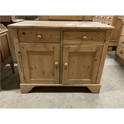 Traditional pine cupboard, fitted with two drawers over two panelled cupboards  - THIS LOT IS TO BE COLLECTED BY APPOINTMENT FROM THE OLD BUFFER DEPOT, MELBOURNE PLACE, SOWERBY, THIRSK, YO7 1QY