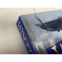 Winged Victory. 1995. Loose mounted signed dedication note and bookplate on the fep from the authors Wing Commander P.B. (Laddie) Lucas and Air Vice-Marshall J.E. (Johnnie) Johnson with duplicate signatures on the title page. Unclipped dustjacket.