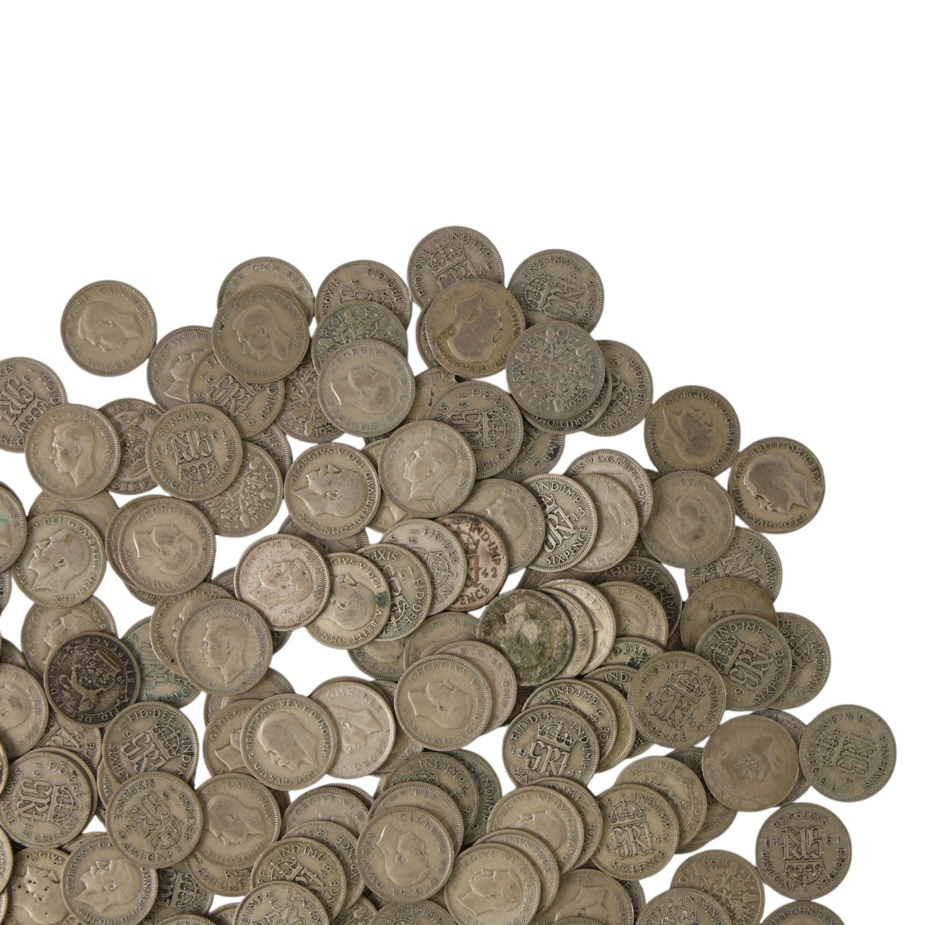Approximately 580 grams of Great British pre-1947 silver sixpence coins