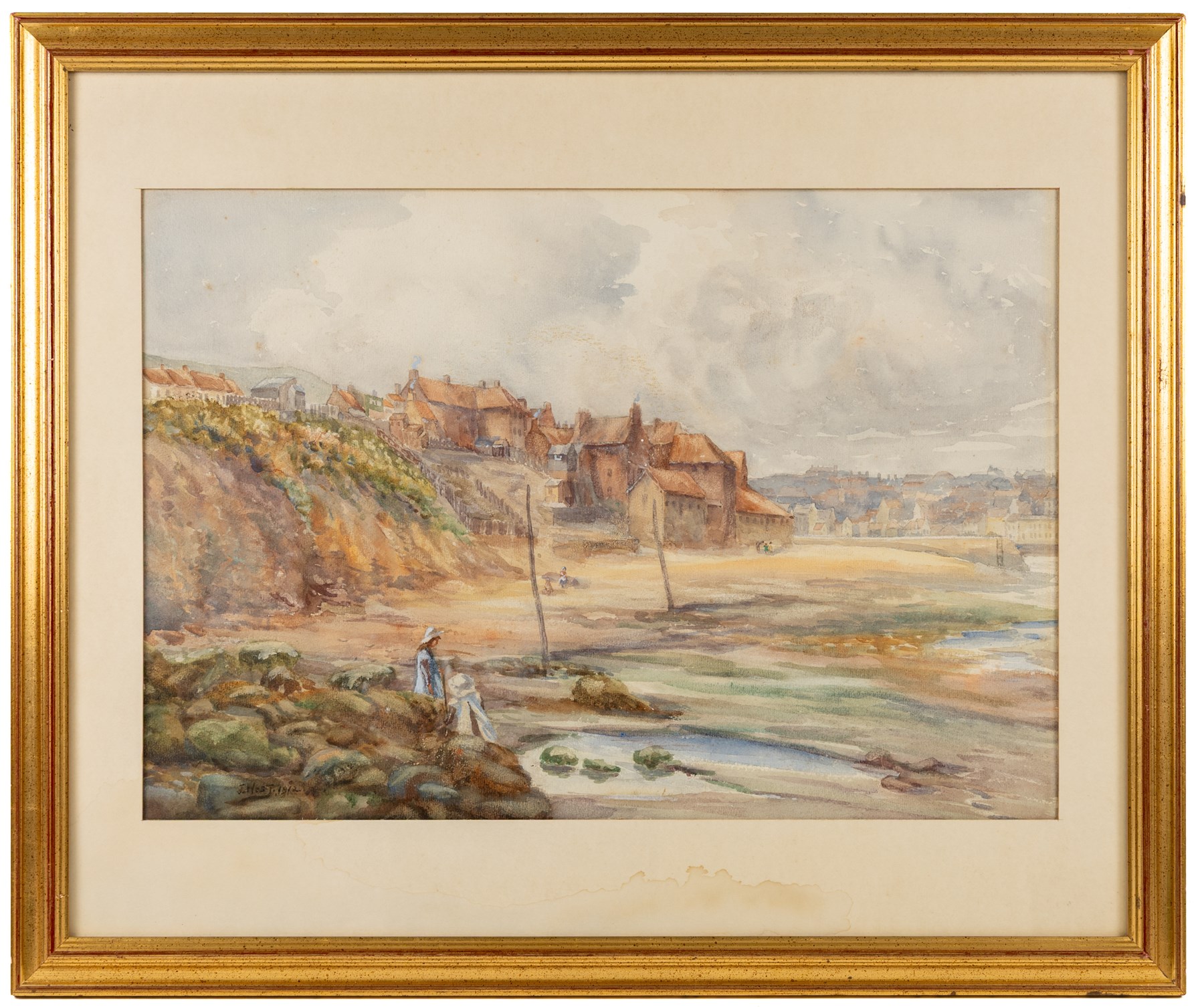 Joseph West (British 1881-1958): Old Whitby, watercolour signed and dated 1912, 37.5cm x 54cm