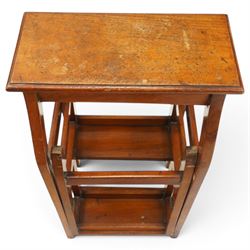 Late 19th century mahogany set of metamorphic library steps, three tread, the hinged lower steps with folding action
Provenance: Kirkham Hall